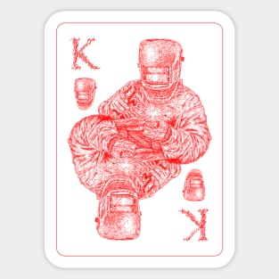 King of welder playing card red scribble art Sticker